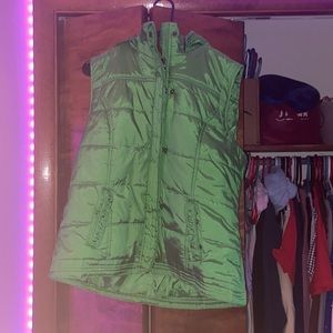 green winter puffer vest